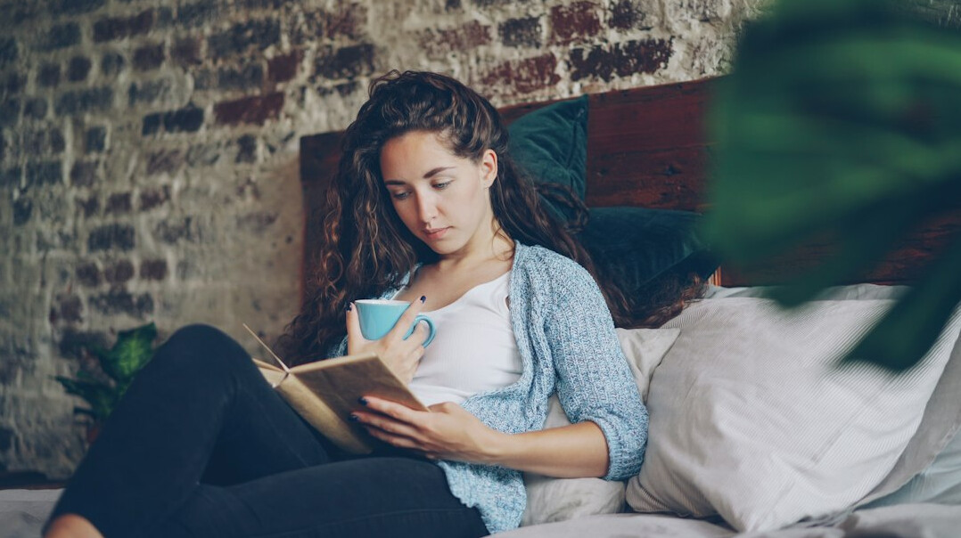 cozy reading nook with book