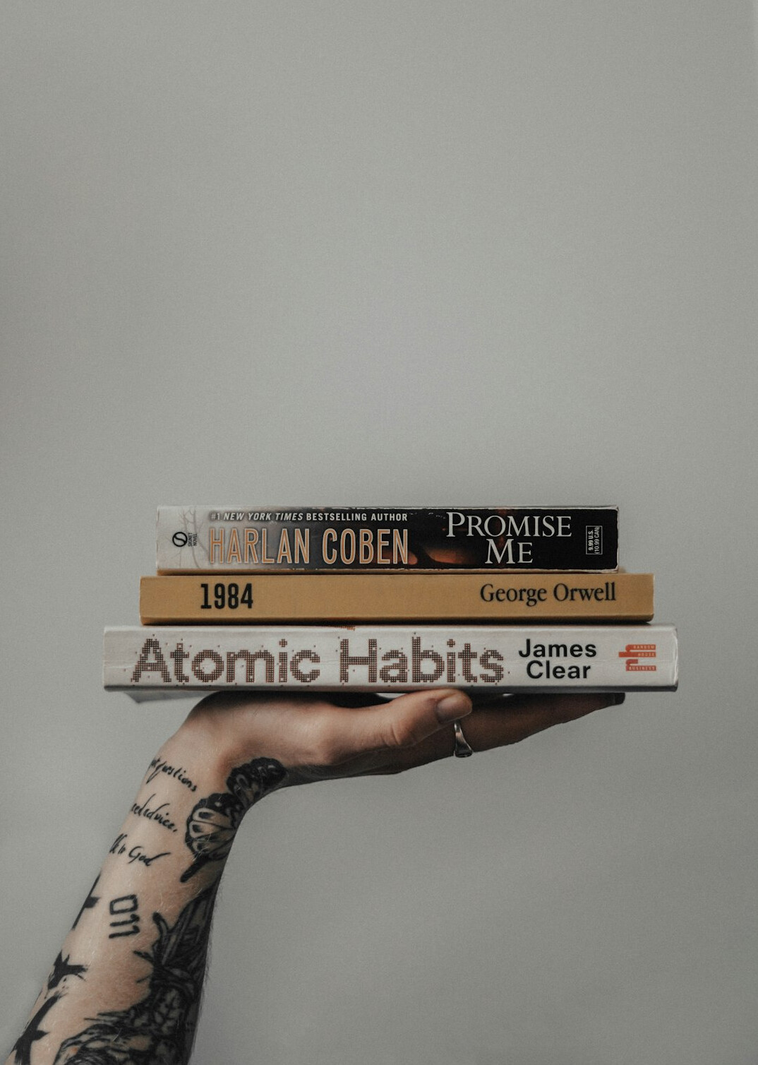 thriller book stack