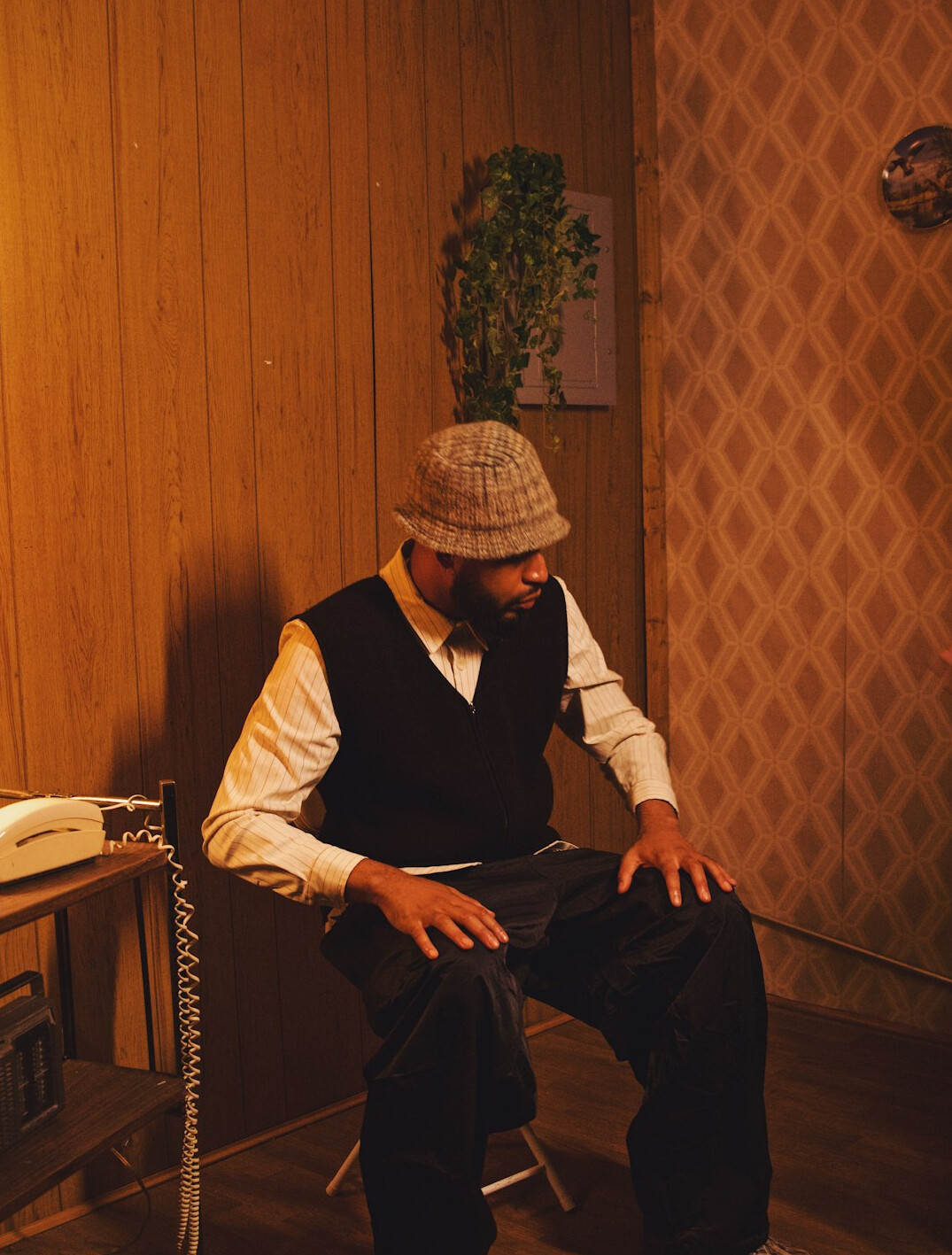 detective examining clues in room
